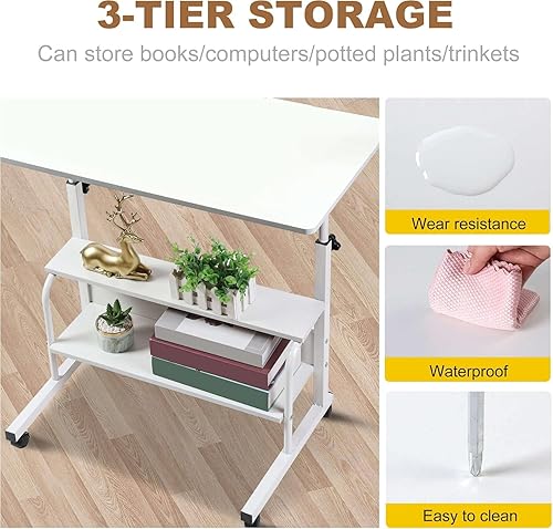 Miniatura 34 de Escritorio esquinero para espacio pequeño, escritorio móvil para computadora, oficina en casa, escritorio de estudio, escritorio portátil para Negro