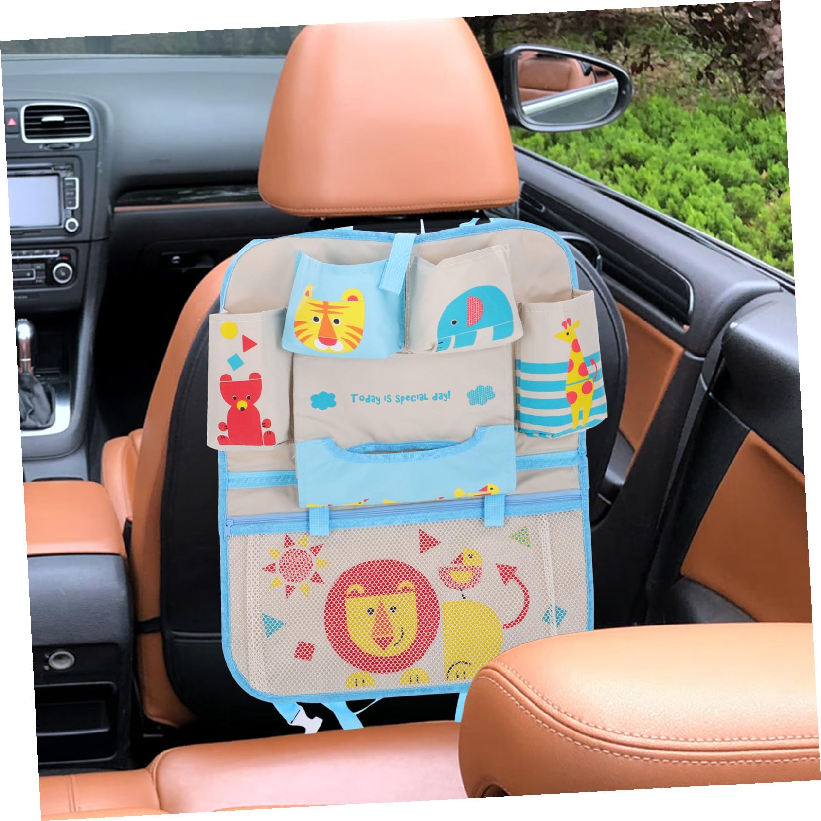 Bolsillo Trasero de Coche Organizador de Asiento con Bolsillos Portabotellas y Almacenamiento para Juguetes para Viajes Familia