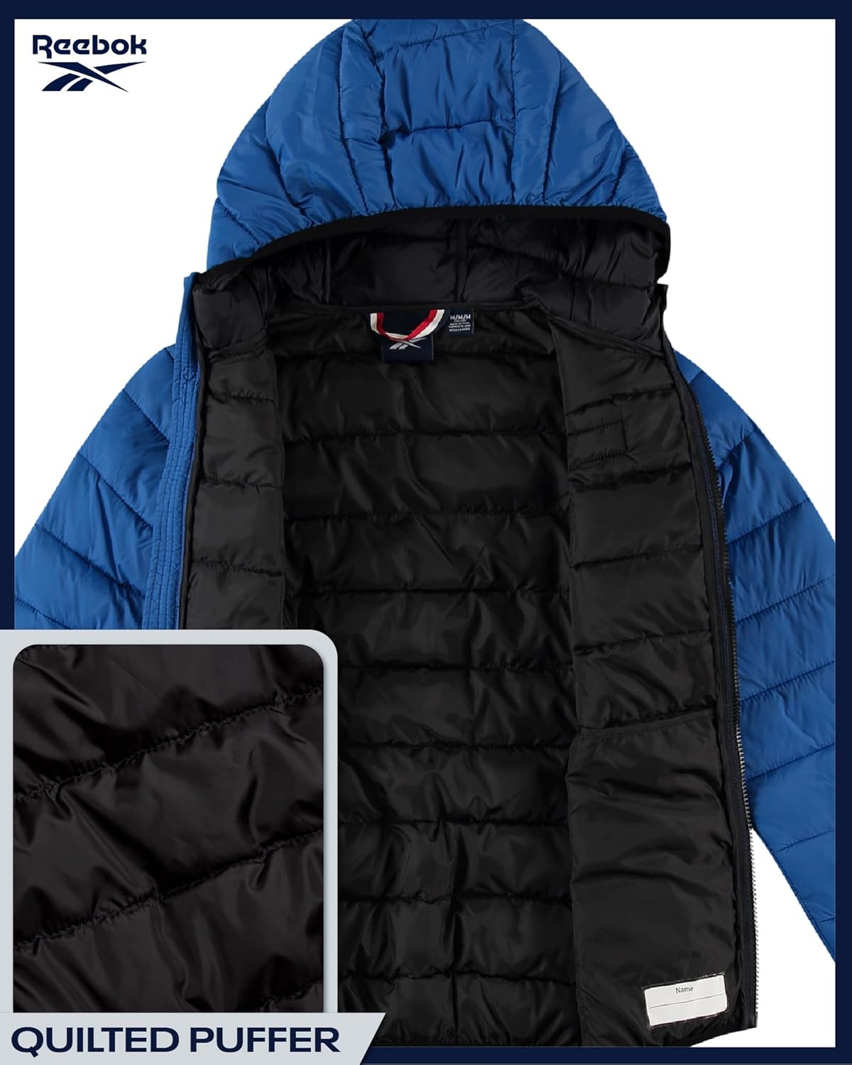 Reebok Boys Winter Coat - Lightweight Insulated Puffer Jacket - Wind & Water Resistant Quilted Hooded Winter Jacket for Boys - Image 5