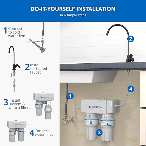 Miniatura 7 de Aquasana Filtro de agua debajo del fregadero  Filtración de 2 etapas  Reduce hasta el 99.99% de PFAS, plomo, cloro, quistes y más  Filtro de agua