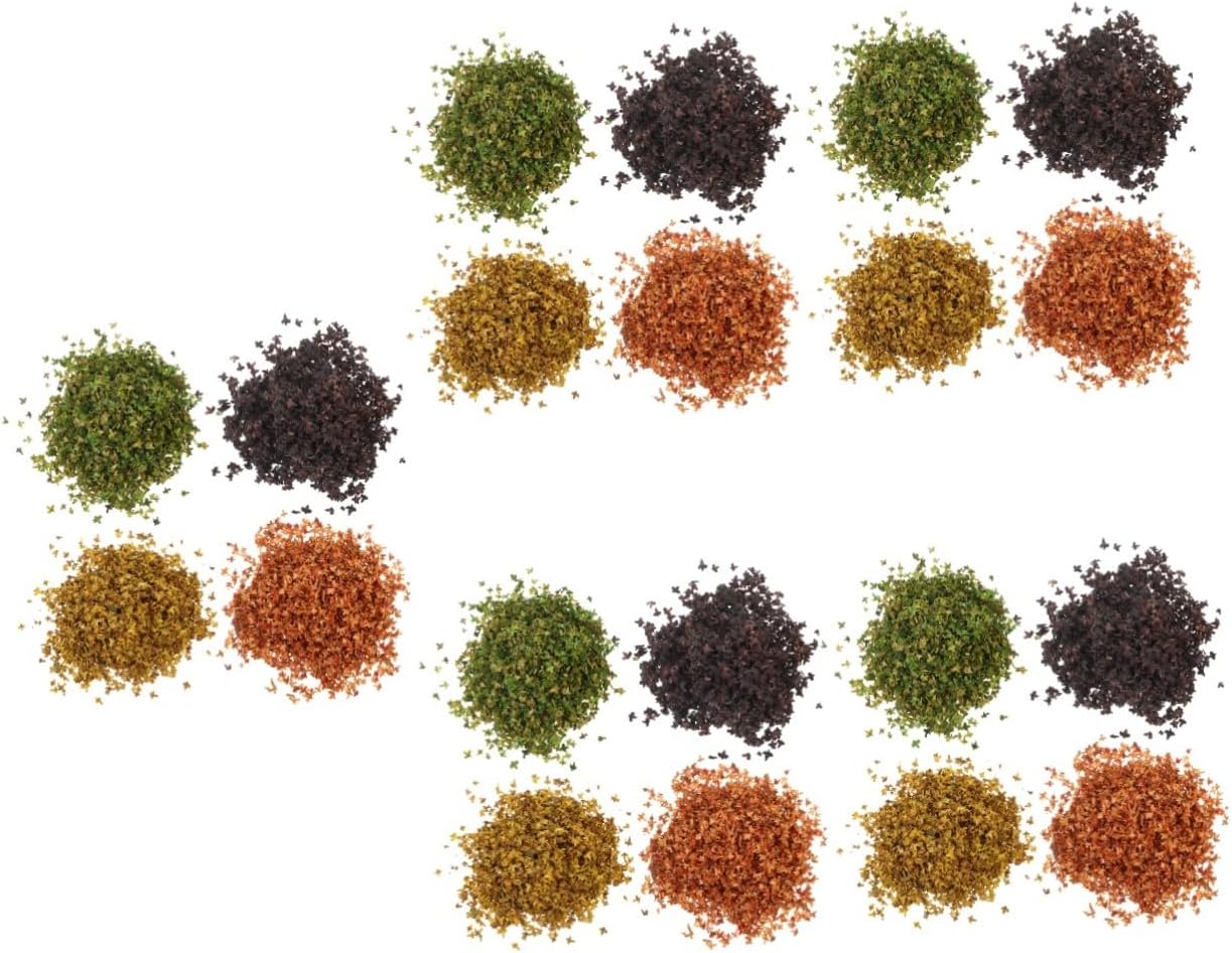 5sets 4 Packs Realistic Miniature Leaves for Scenery Layout Decor Autumn Colors for DIY Landscape Model Train Table and Fairy Garden Projects 4packs*5
