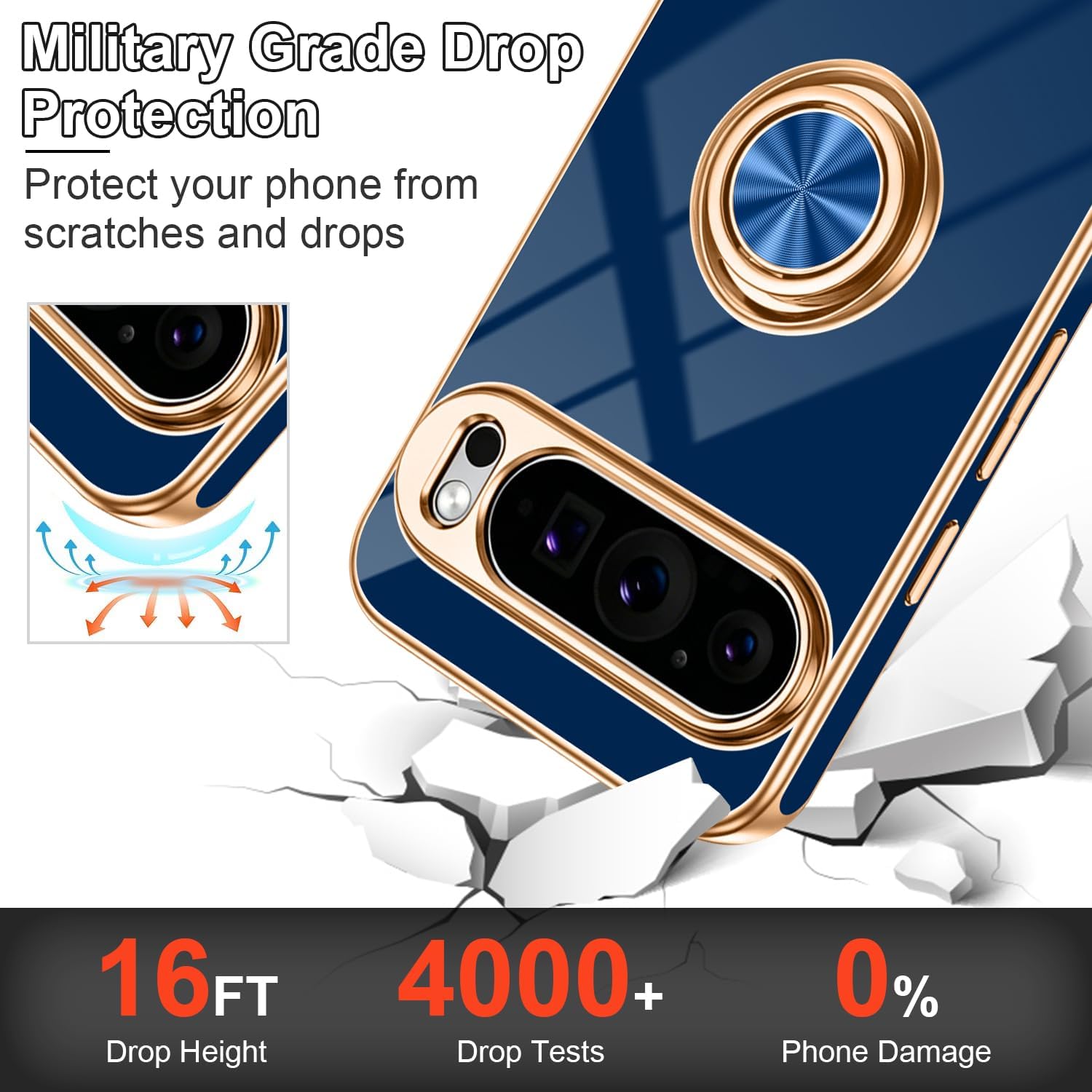 for Google Pixel 9 Pro XL Case with Ring Stand Blue image 5