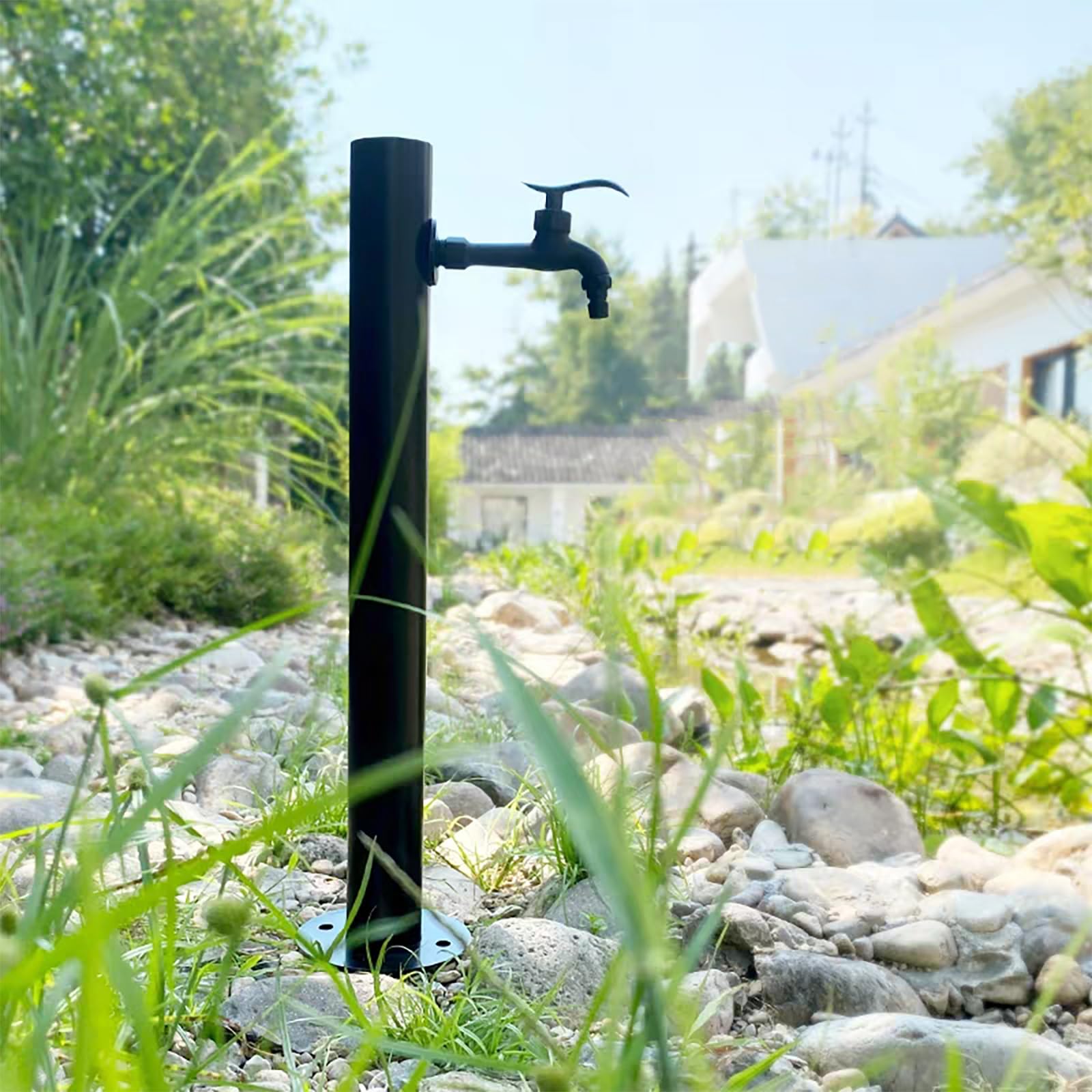 304 Stahl Garten Wassersäule Brunnen Wasserspender Hydrant für Courard Irrigat Outdoor Wasserspiel (Schwarz 14x14cm)