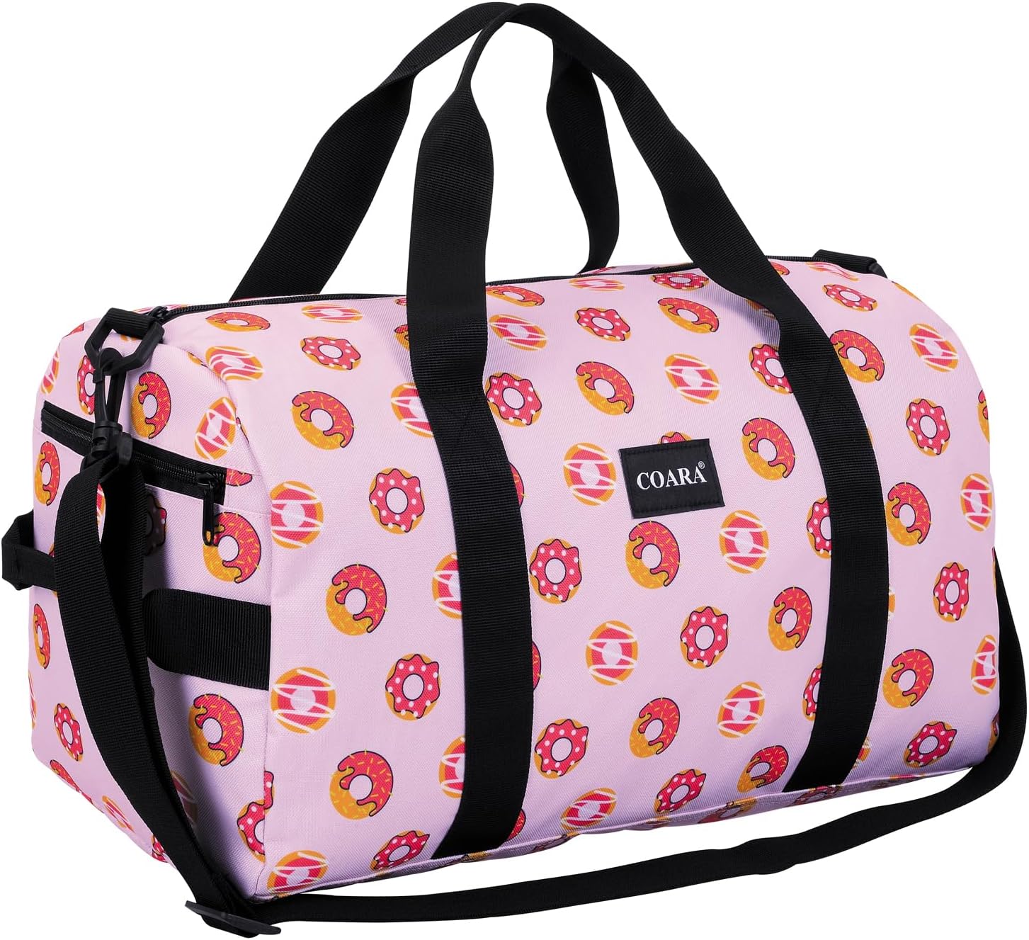 Kids Duffle Bag Overnight Bags for Boys and Girls Weekender Sleepover Carry-On Tote for Traveling Gym Sport Dance (Donuts)