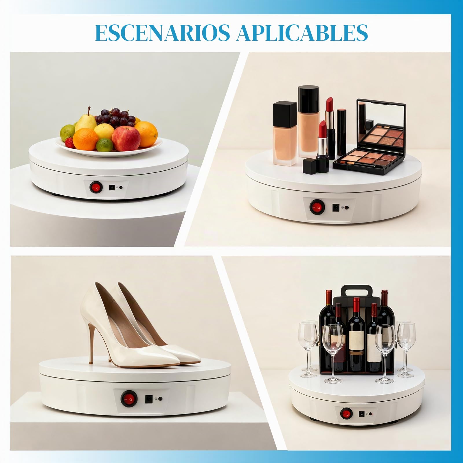 Base Giratoria, Plataforma Giratoria de 360° con Control Remoto | Capacidad de Carga de 100 Kg, Adecuada para Exhibición de Productos, Transmisión en Vivo y Fotografía