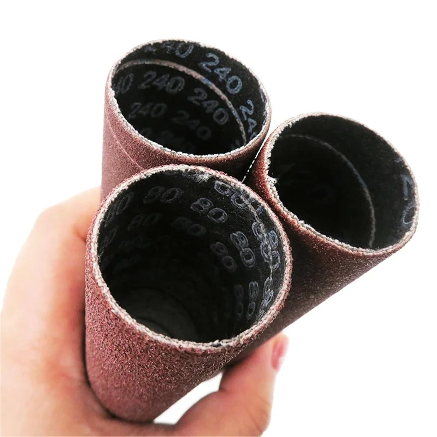 Sanding Drum 18Pcs 80Grits Sanding Sleeves,3 Each of 1/2”,3/4”,1”,1-1/2”, 2”and 3" Aluminum Oxide Sander Fittings