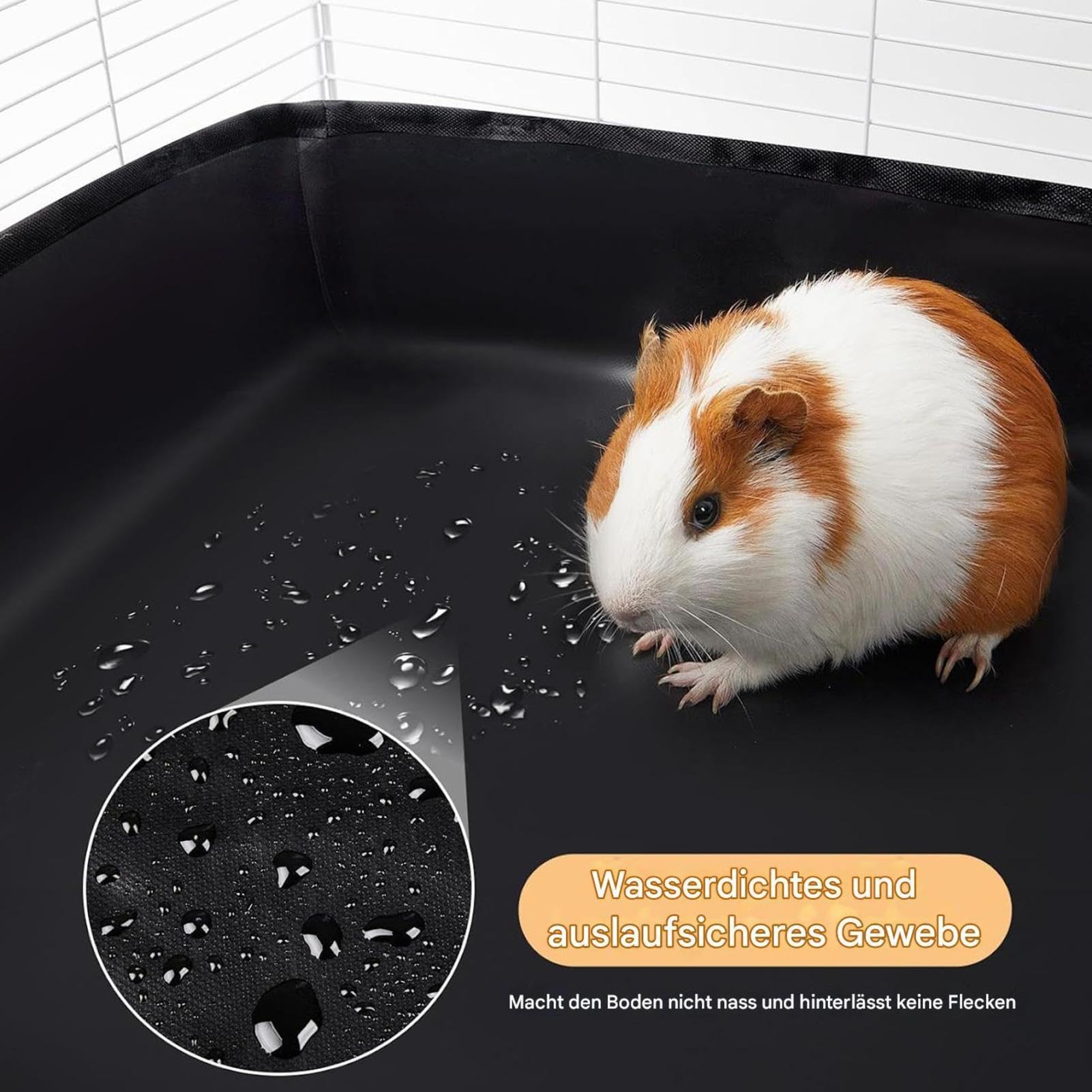 Generisch Fondo gabbia impermeabile per piccoli animali – Rivestimento lavabile in PVC con bordi rialzati e chiusure a gancio e anello – Tappetino di contenimento per porcellini, conigli e criceti