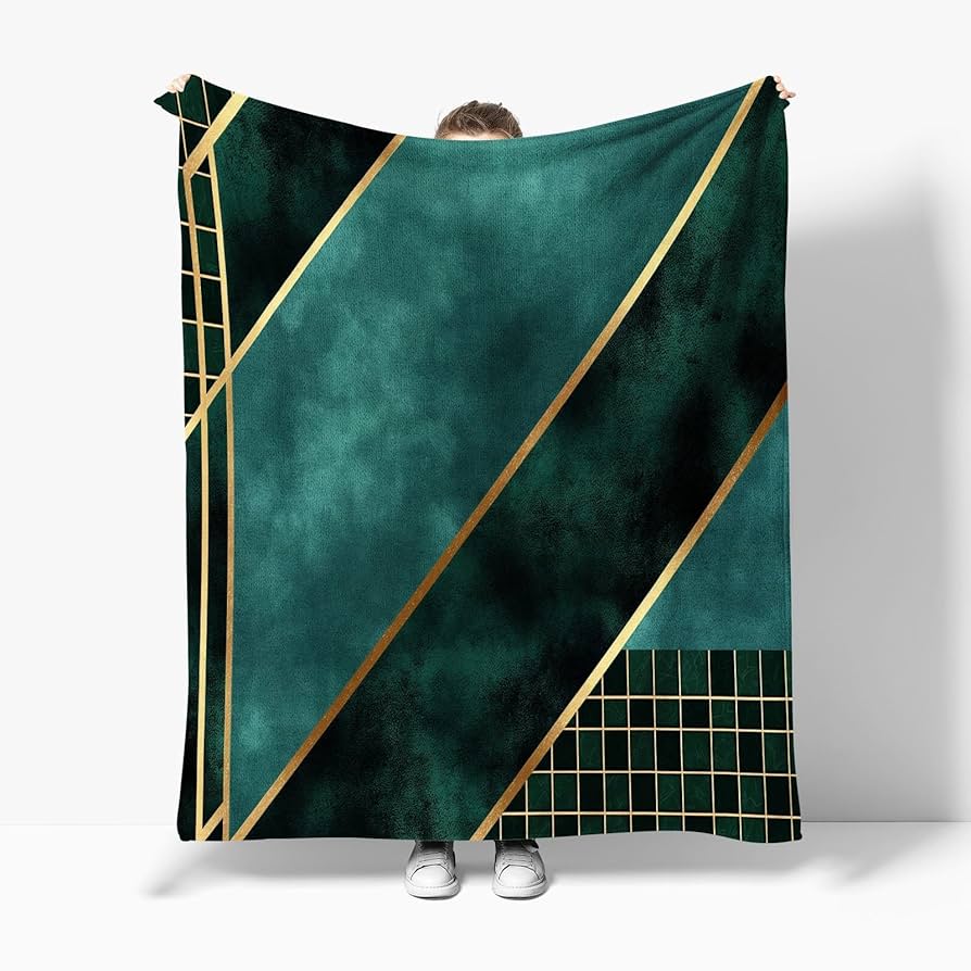 CELINE 幾何学模様 ブランケット Amazon｜エメラルドグリーン 毛布100x130 cm 幾何学模様の線