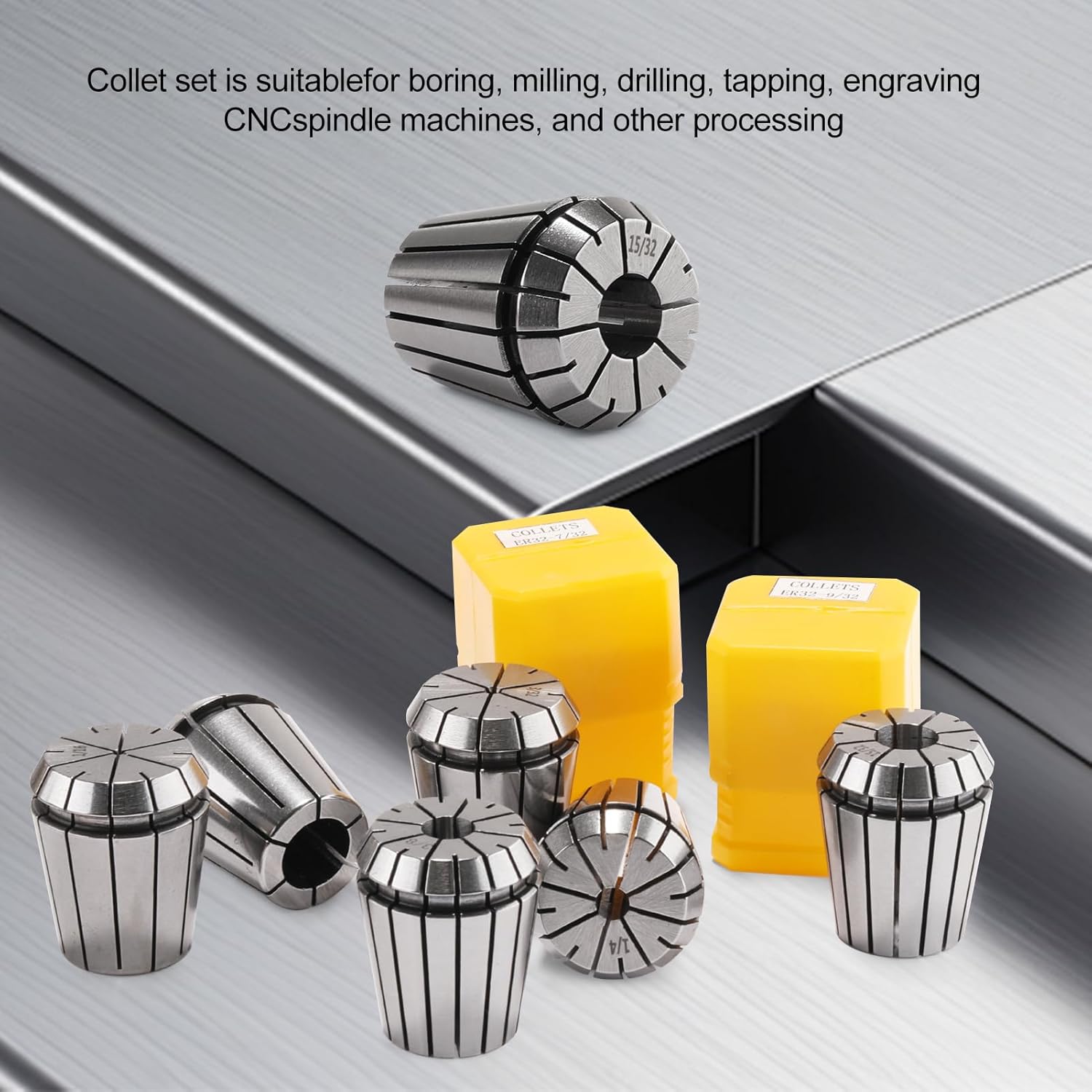 ER32 Collet Set 26PCS ER32 Spring Collet Set CNC Engraving Milling Lathe Chuck Tool 1/32-13/16 Inch for CNC Engraving Machine & Milling Lathe Tool Workholding Engraving Collets