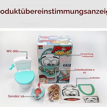 Poop Shoot SpielzeugToilettenspiele Lustiges Familienspiel mit 12 Poops 2 Launchern 1 AufkleberKreatives Party Spiele Prank Spielzeug für Jungen Mädchen Familienspiele Geschenk für Kinder