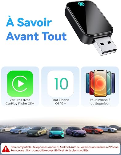 Alltotive S2 Mini Wireless CarPlay Adapter for iPhone - Convert Wired to Wireless CarPlay, Plug and Play, Supports USB and Type-C, Compatible with iPhone iOS 10+ & 2016+ Cars (Black) - 7