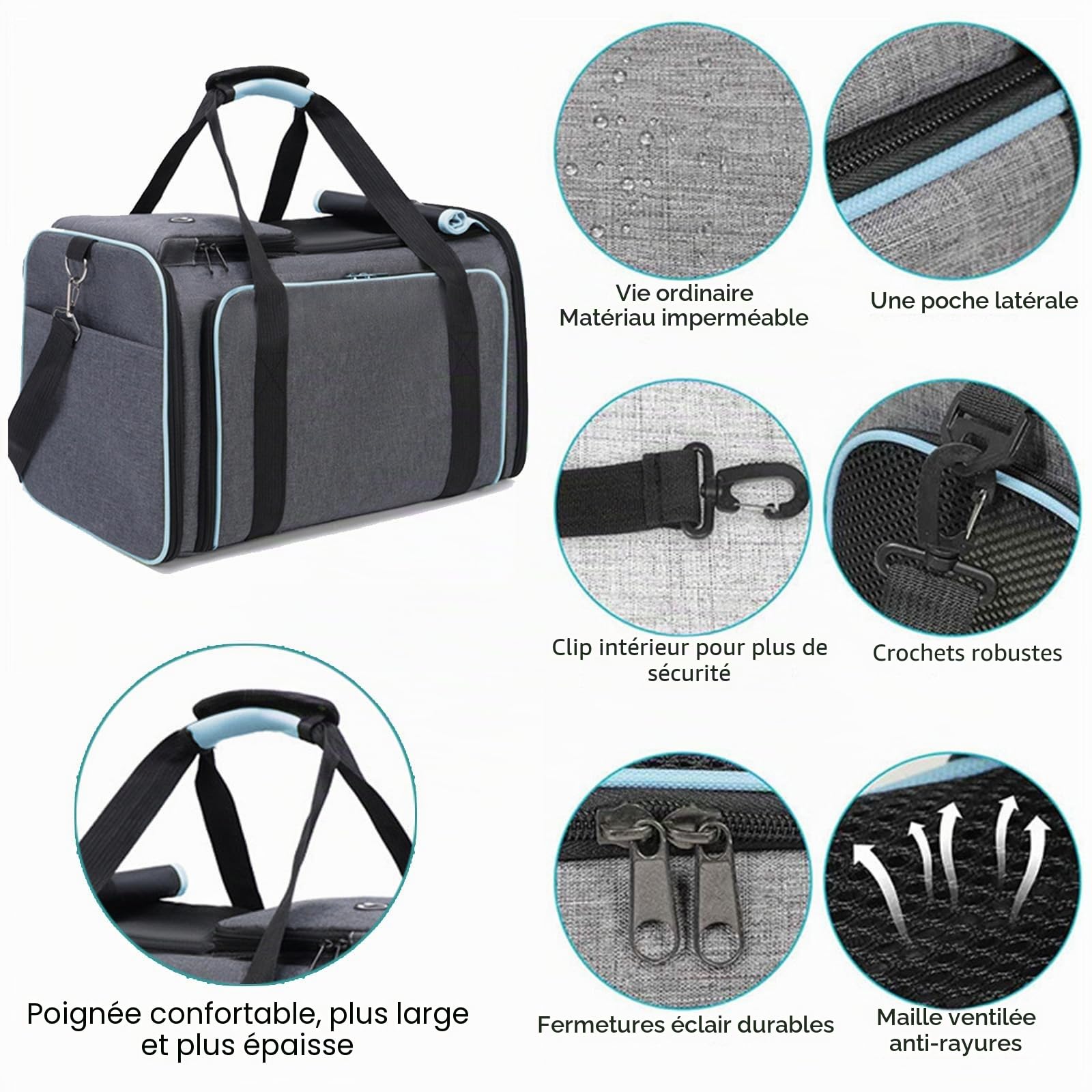 Boîte de transport pliable pour chat - Sac de transport - Avion, voiture, voyage - Respirant - Pour chat et petits chiens
