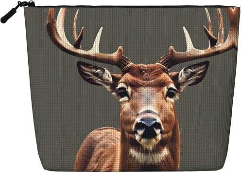 Beauty Deer print Cosmetic Bag, Makeup Bag Organizer with Zipper Cute Make Up Pouches Travel Szie Toiletry Bag