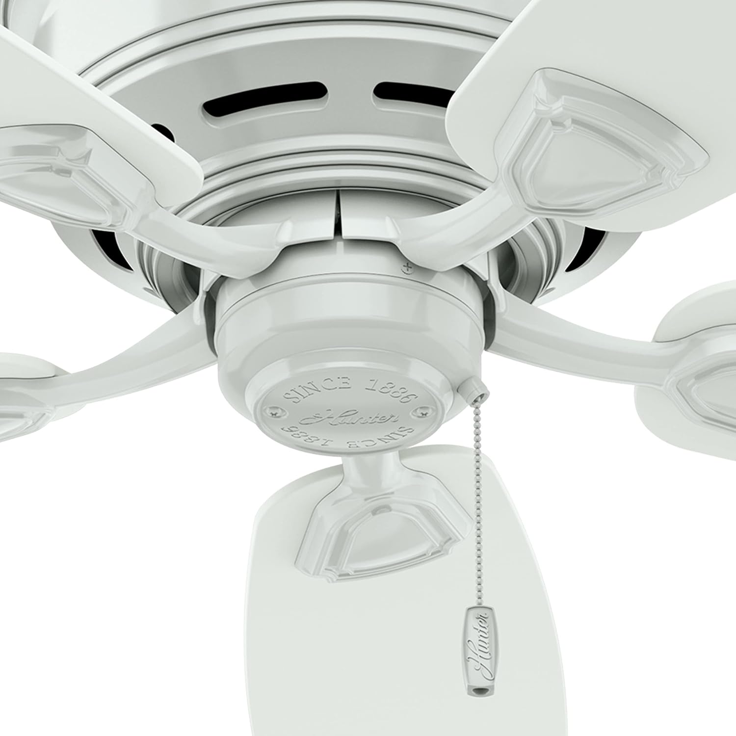Hinter Fan 48" Outdoor Hugger Ceiling Fan in White with 5 White Plastic Blades (Renewed)