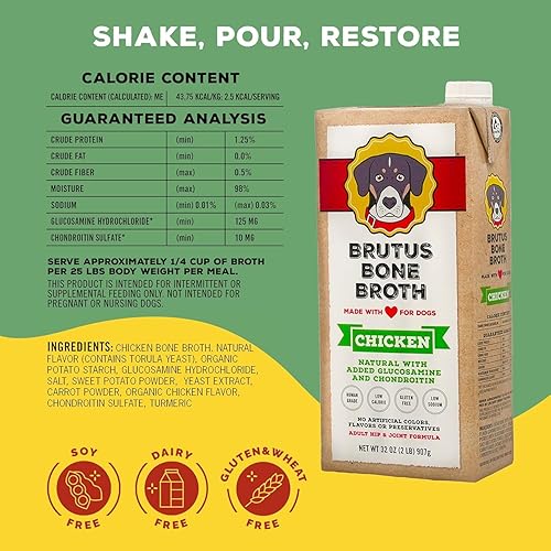 Miniatura 8 de Brutus Bone Broth para perros  Todo natural  Hecho en Estados Unidos  Glucosamina y condroitina para articulaciones saludables  Ingredientes de