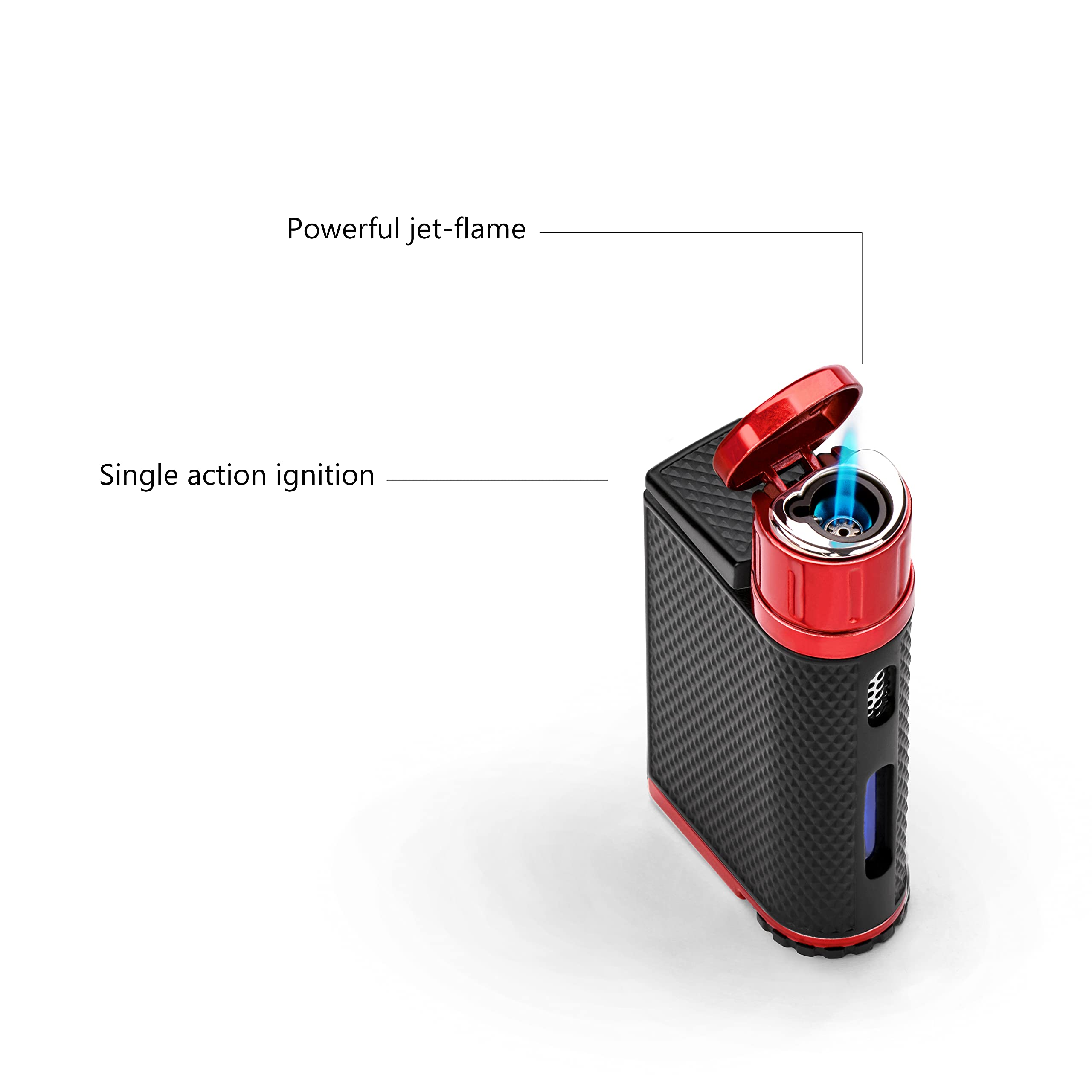 Mechero-Encendedor Colibri-Evo-en metal -llama Jet a prueba de viento, para cigarrillos y puros. Recargable. Funciona con gas butano (no incluido). Se envía en estuche de regalo. Dos años de garantía.