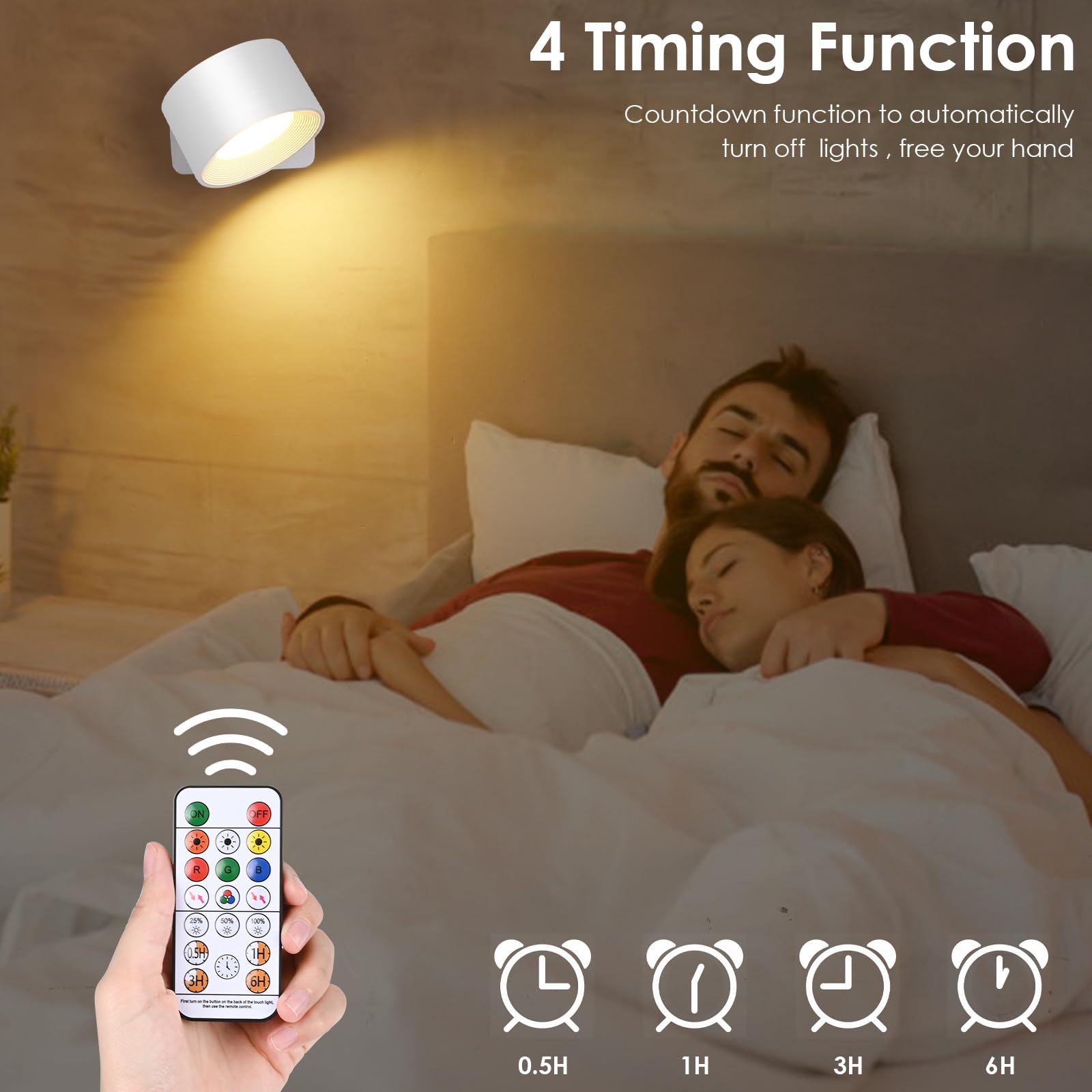 Diealles Shine Lot De 2 Appliques Murales LED RGB – Batterie Rechargeable, 360° Rotative, Télécommande & Tactile | 19 Couleurs