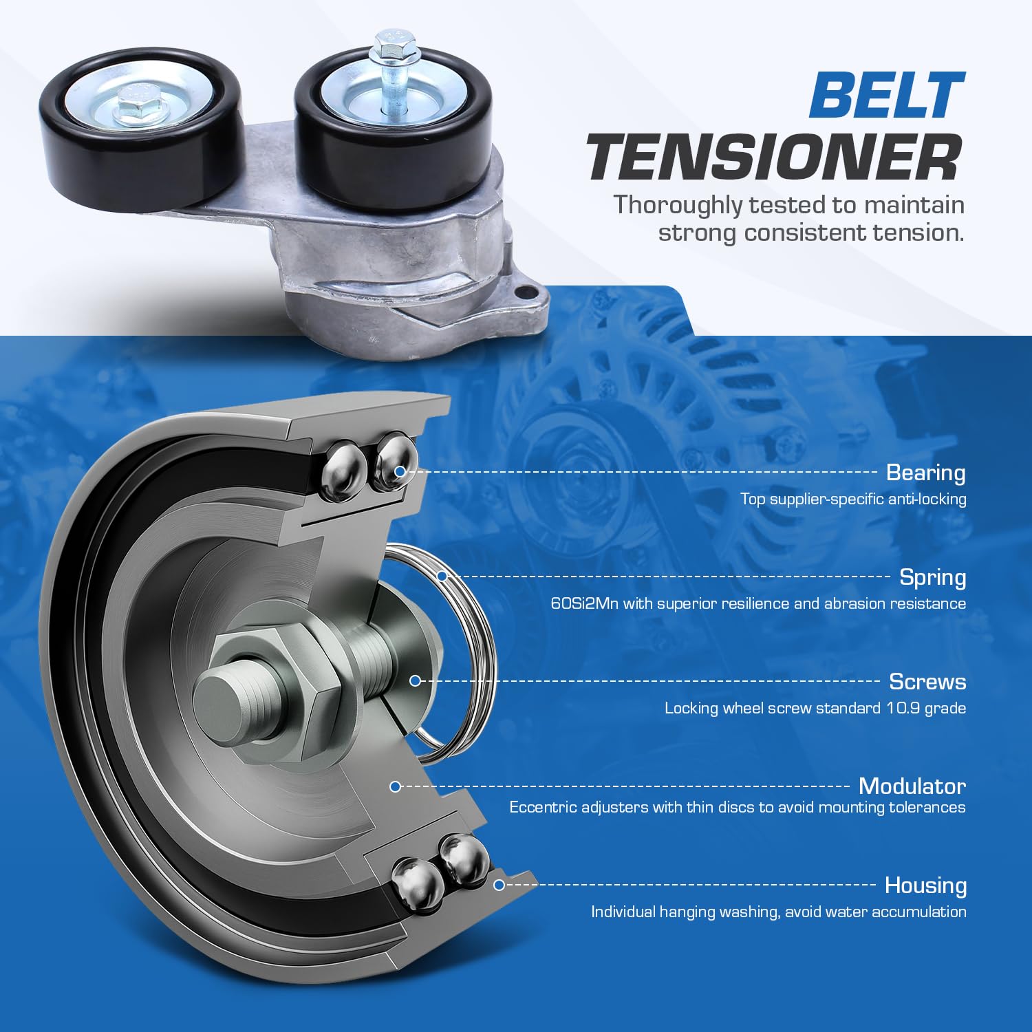Tensioner and Serpentine Belt for Honda Accord 3.0 3.5 2003-2012, Odyssey 2005-2017, Pilot 2005-2015, Ridgeline 2006-2014, Acura MDX 2003-2013, RL 2005-2012, TL 2004-2008, ZDX 2010-2013