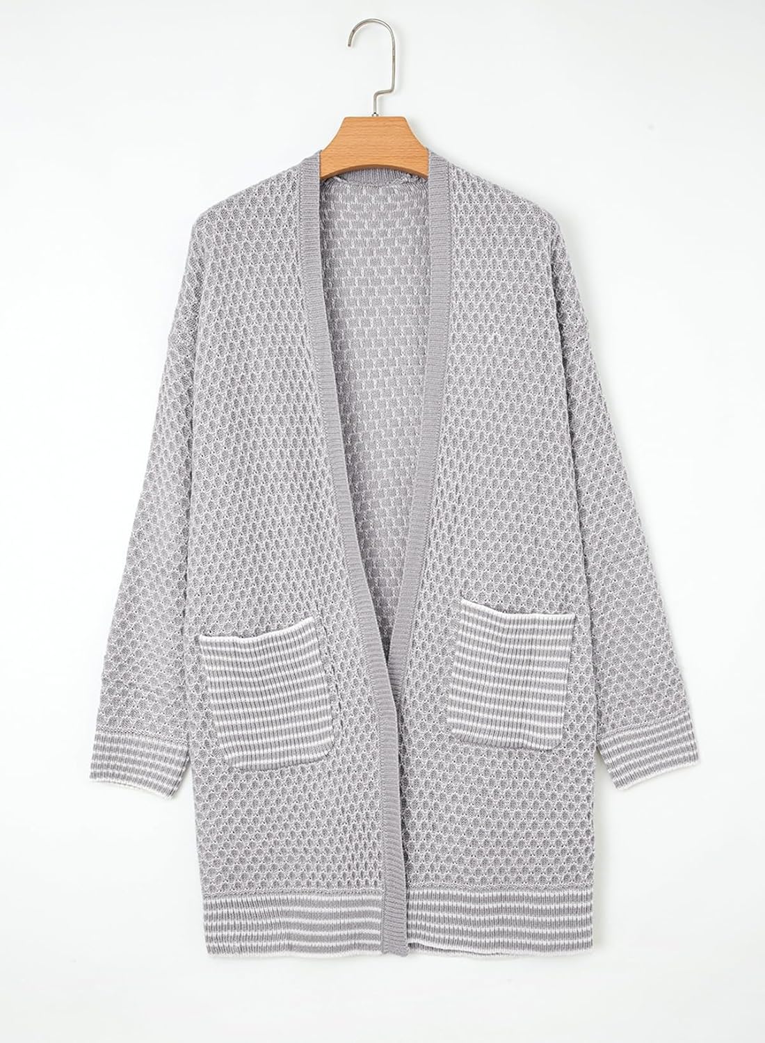 Sidefeel Womens 2025 Fall Outfits Long Sleeve Open Front Cardigan Sweaters Trendy Chunky Hexagon Knit Sweaters Coat - Image 5