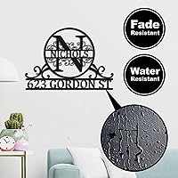 Vista 4 de Placa de dirección personalizada con número de casa, letrero de dirección personalizado de metal para exteriores, letrero montado en la pared