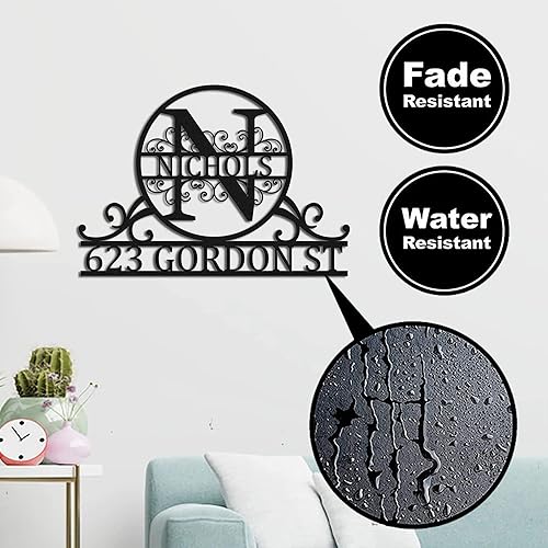 Miniatura 4 de Placa de dirección personalizada con número de casa, letrero de dirección personalizado de metal para exteriores, letrero montado en la pared