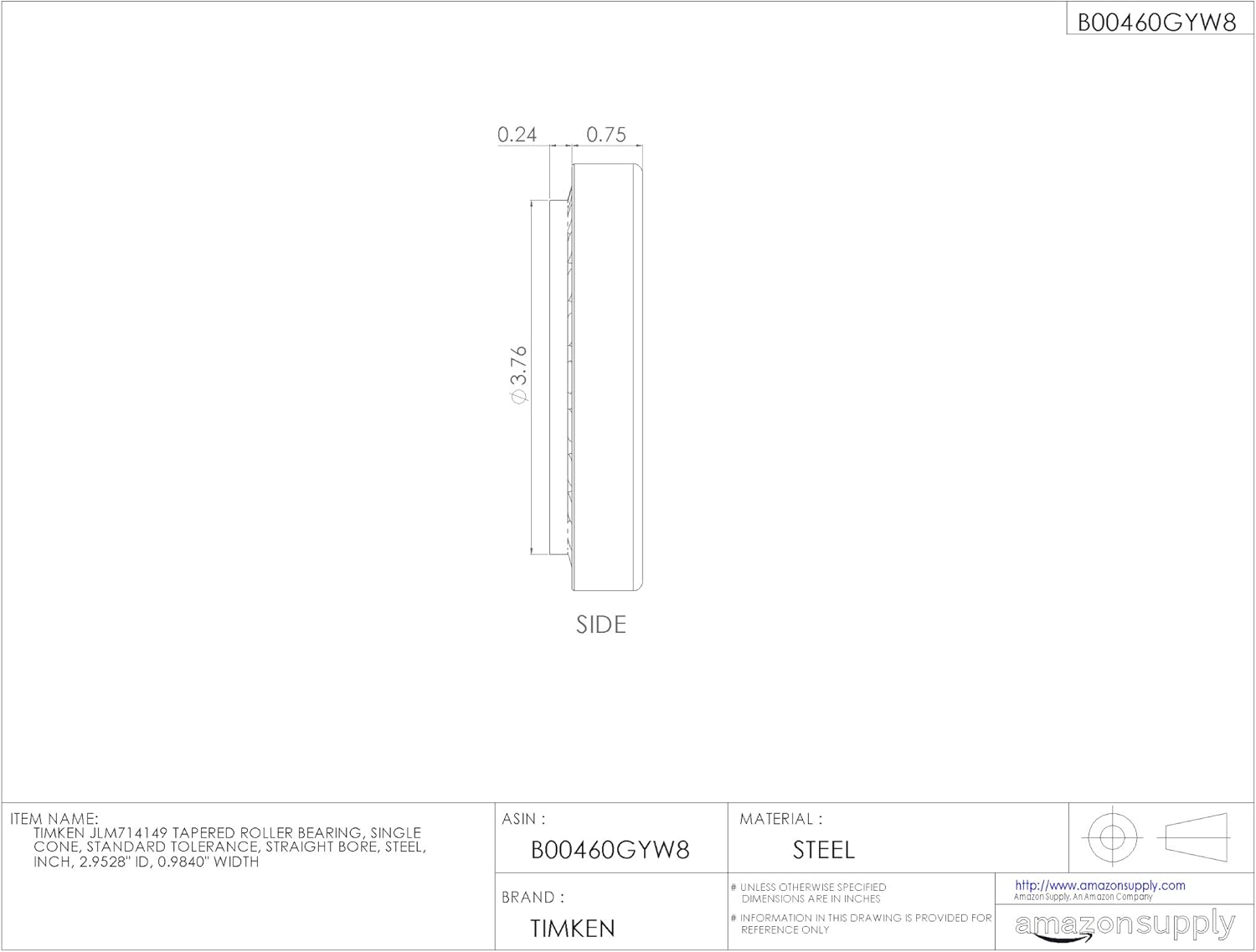 Timken Tapered Roller Bearing Cone - JLM714149