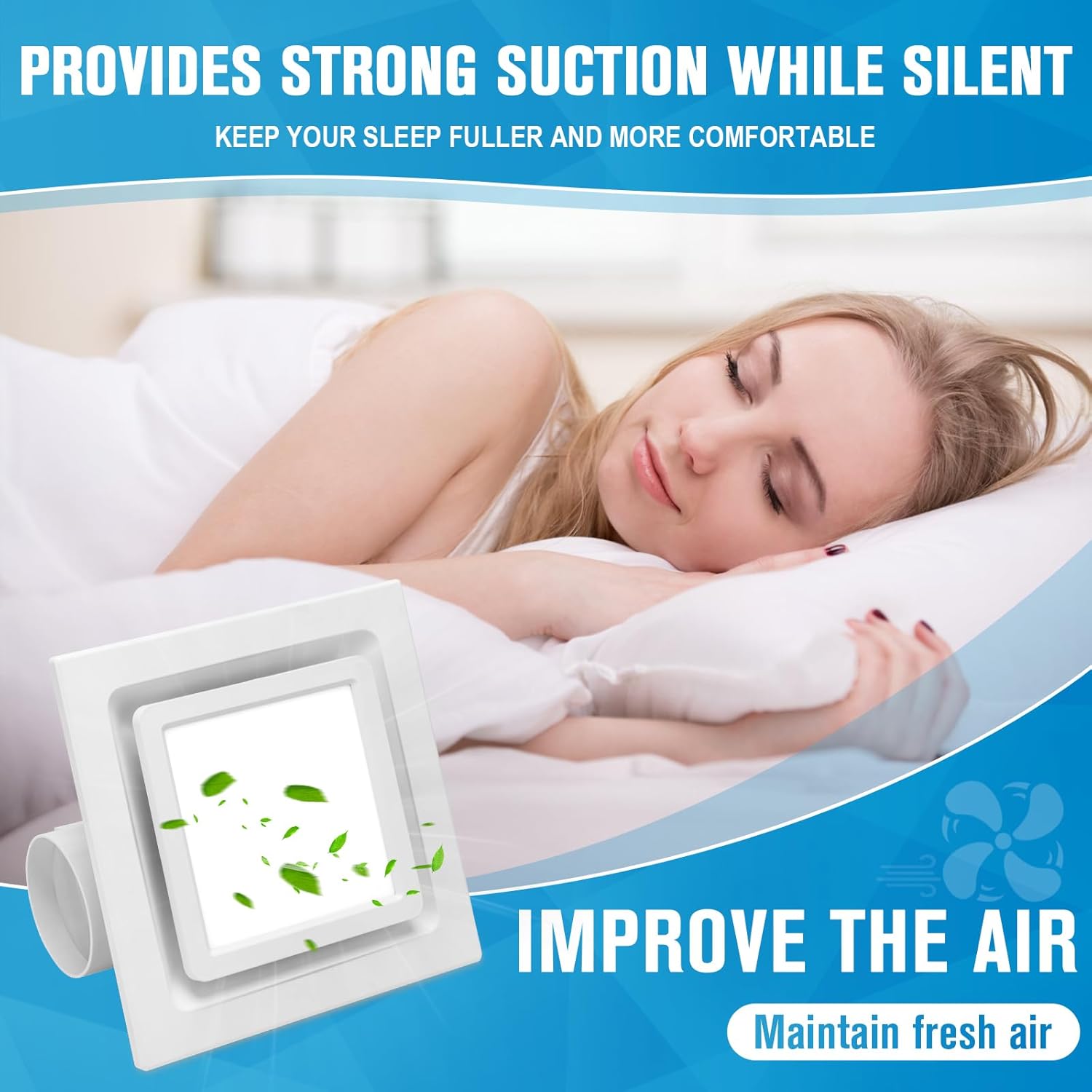 Bathroom Exhaust Fan with Light, Ceiling Mount Square Quiet Bathroom Vent Fan with Light 110 CFM 1.0 Sones 4" Duct 6500K Bathroom Fan Light Combo, Bathroom Ventilation Fan for Home/Bathroom/Hotel