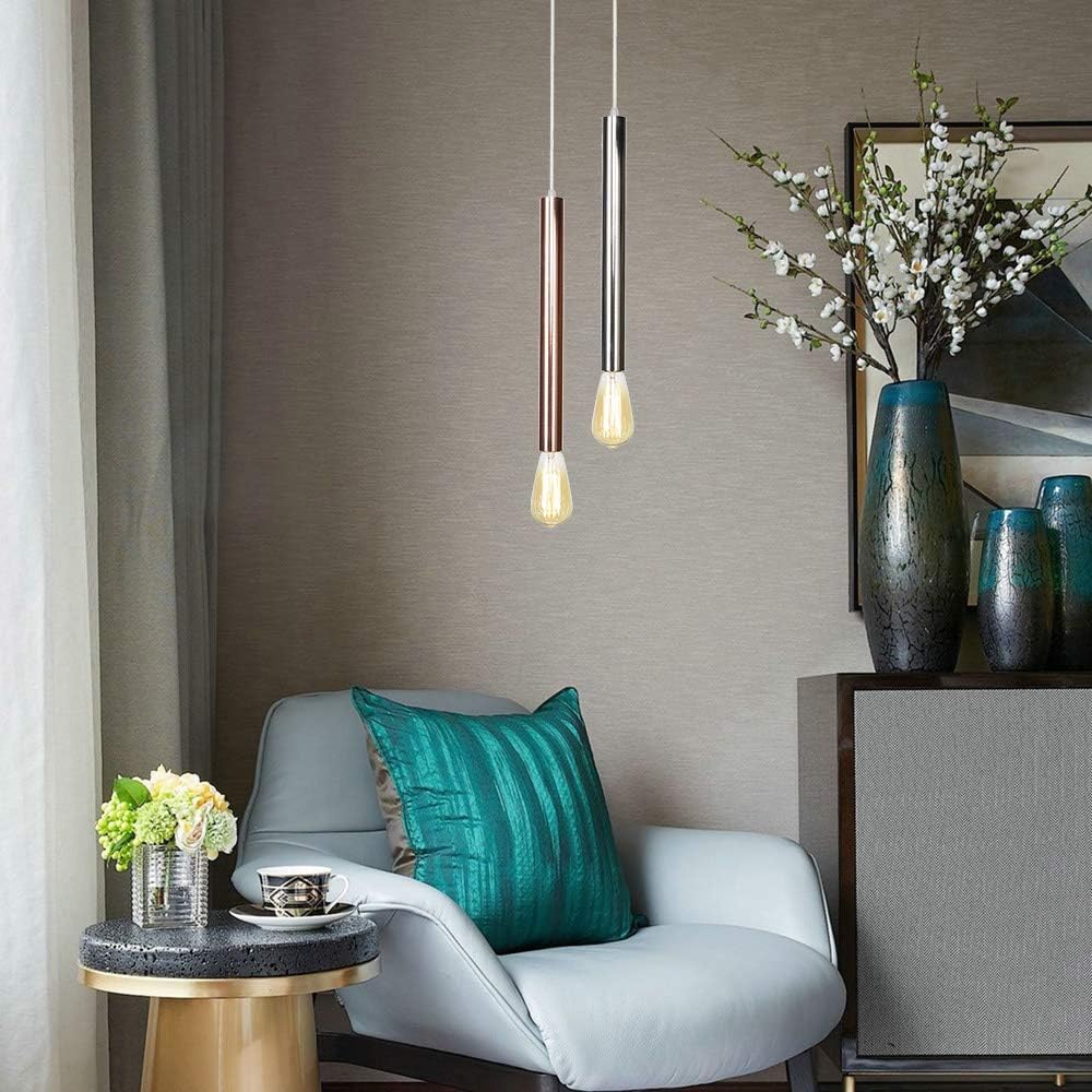 Lamp Modern Island Light - Mini Contemporary Hanging Chandelier for Kitchen Island Living Dining Room Bedroom - E27 Socket Flush Mount Fixture/Chrome
