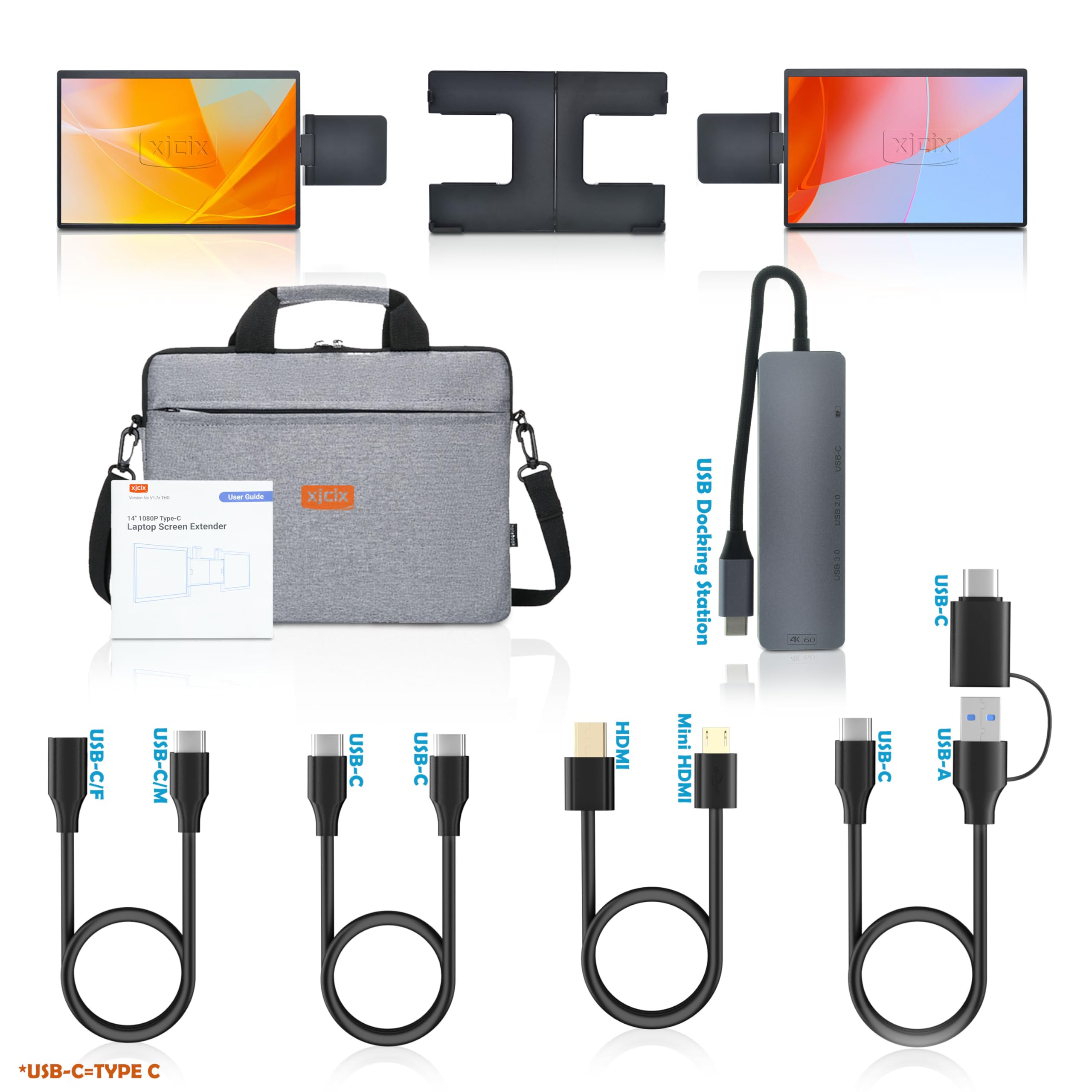 14" Monitor Triplo Portatile 1200P FHD 1920x1200 IPS USB-C Compatibile con HDMI Plug & Play Estensore Laptop Monitor Esterno per Telelavoro Multitasking Gaming Ufficio Casa Viaggi