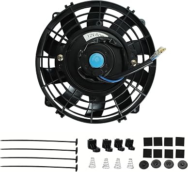 7 Inch Universal Slim Fan Push Pull Electric Radiator Cooling Fan | 12V 80W Fan with Mount Kit