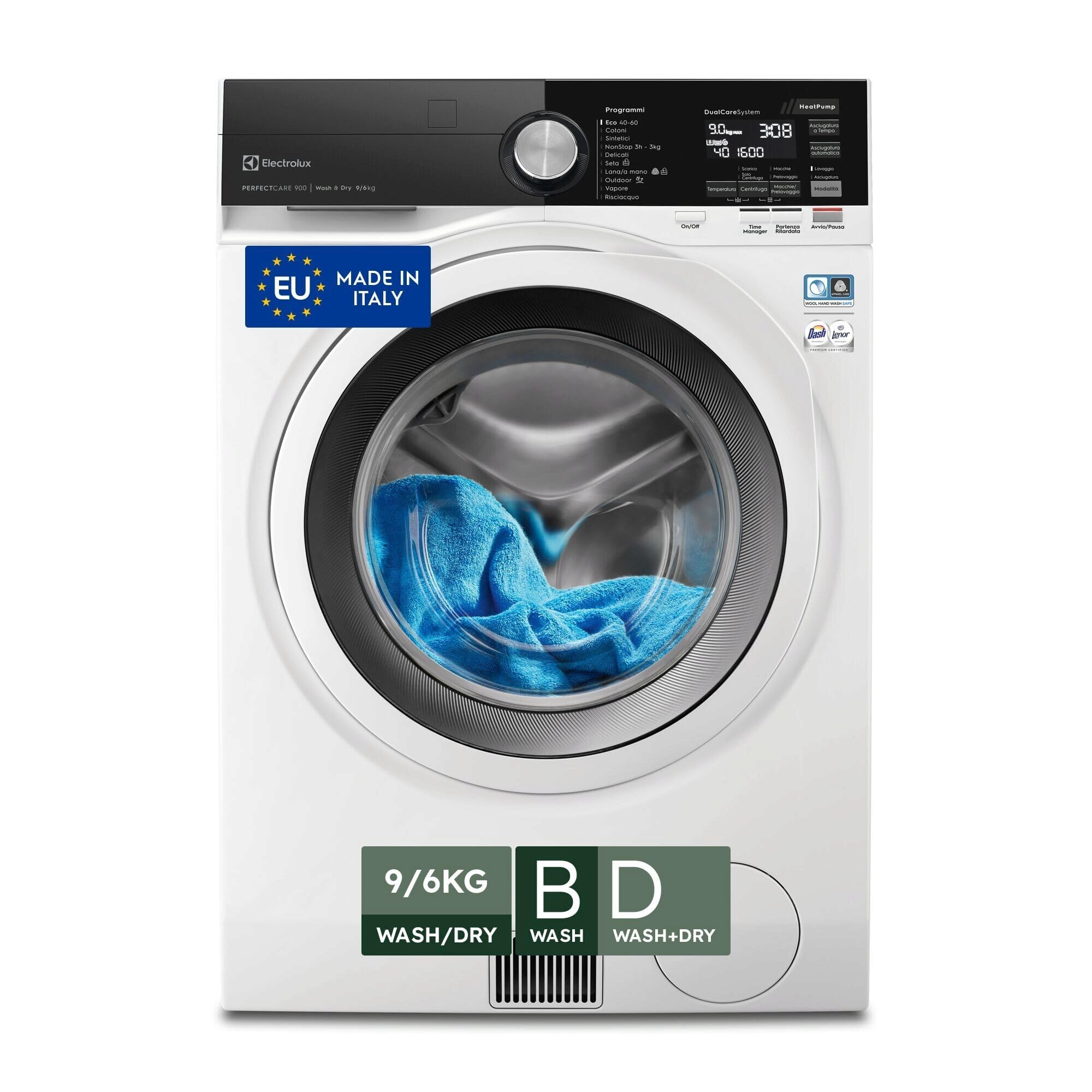 Electrolux EW9W296Y Lavasciuga PerfectCare 900 con DelicateCare System, 9 kg Lavaggio o 6 kg Asciugatura, Classe B, se Usata come Lavatrice o Classe D, se Usata come Lavasciuga, Bianco