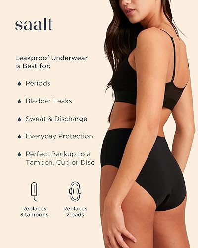 Miniatura 2 de Saalt Ropa interior de cintura alta sin costuras – Ropa interior de época para mujer – Bragas de tiro alto a prueba de fugas – Fabricado con licra