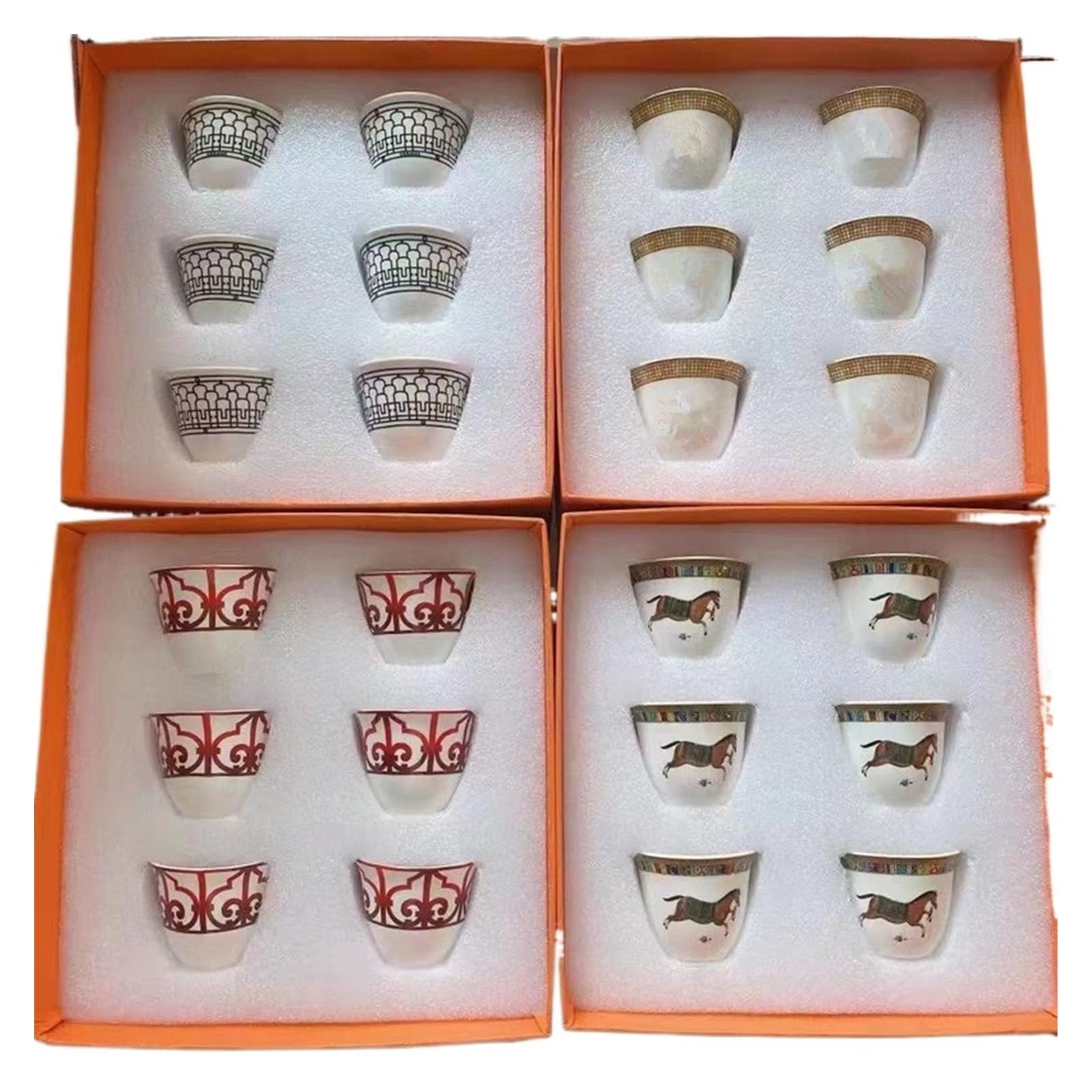 Kaffeetassen Set,Kaffee Tassen Sets 6 Teile/satz Luxus Keramik Teetasse Kaffee Tassen Tee Milch Trinken Becher for Home Küche(H yellow)