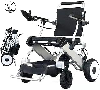Esclusiva sedia a rotelle elettrica motorizzata leggera pieghevole, All Terrain, due motori da 250 W, due batterie, sedia a rotelle elettrica portatile Sedia da viaggio per autobus elettrica
