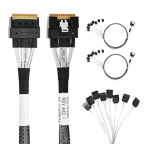 Miniatura 5 de SlimSAS X8 a 8* SATA, SFF-8654 74P a 8* SATA 7P, SlimSAS HostRAID a SATA Target HD, cable de 33.5 in