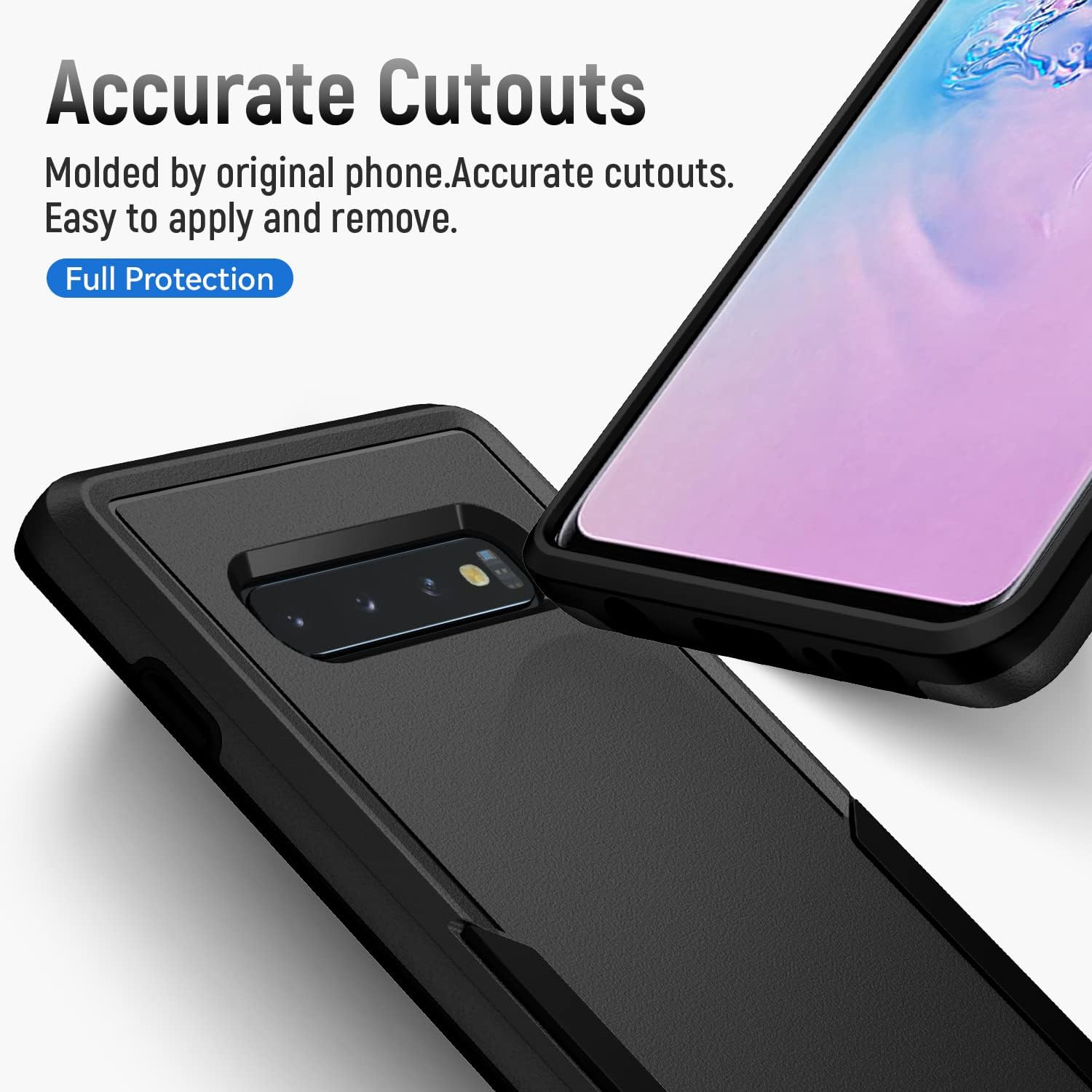 for Samsung Galaxy S10 Case,with HD Screen Protector [Military Grade Drop Tested] Heavy-Duty Tough Rugged Shockproof Protective Case for Samsung S10, Black