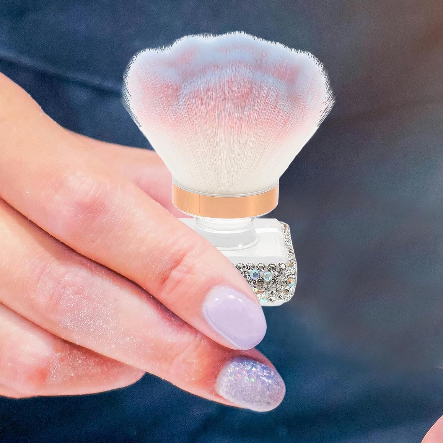 Professional Nail Art Dust Brush with Soft Bristles round Head, Comfortable Application for Manicure and Foundation Application, Stylish Plastic Handle Nail Cleaning Brush