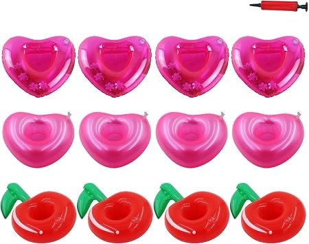 Float Drink Holders for Pool,Inflatable Beverage Floats Cup Coasters with Mini Air Pump