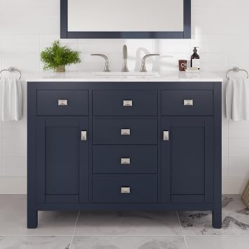 Eviva Artemis 42 in. Blue Single Sink Bath Vanity with Engineered Stone Top and Undermount Porcelain Sink