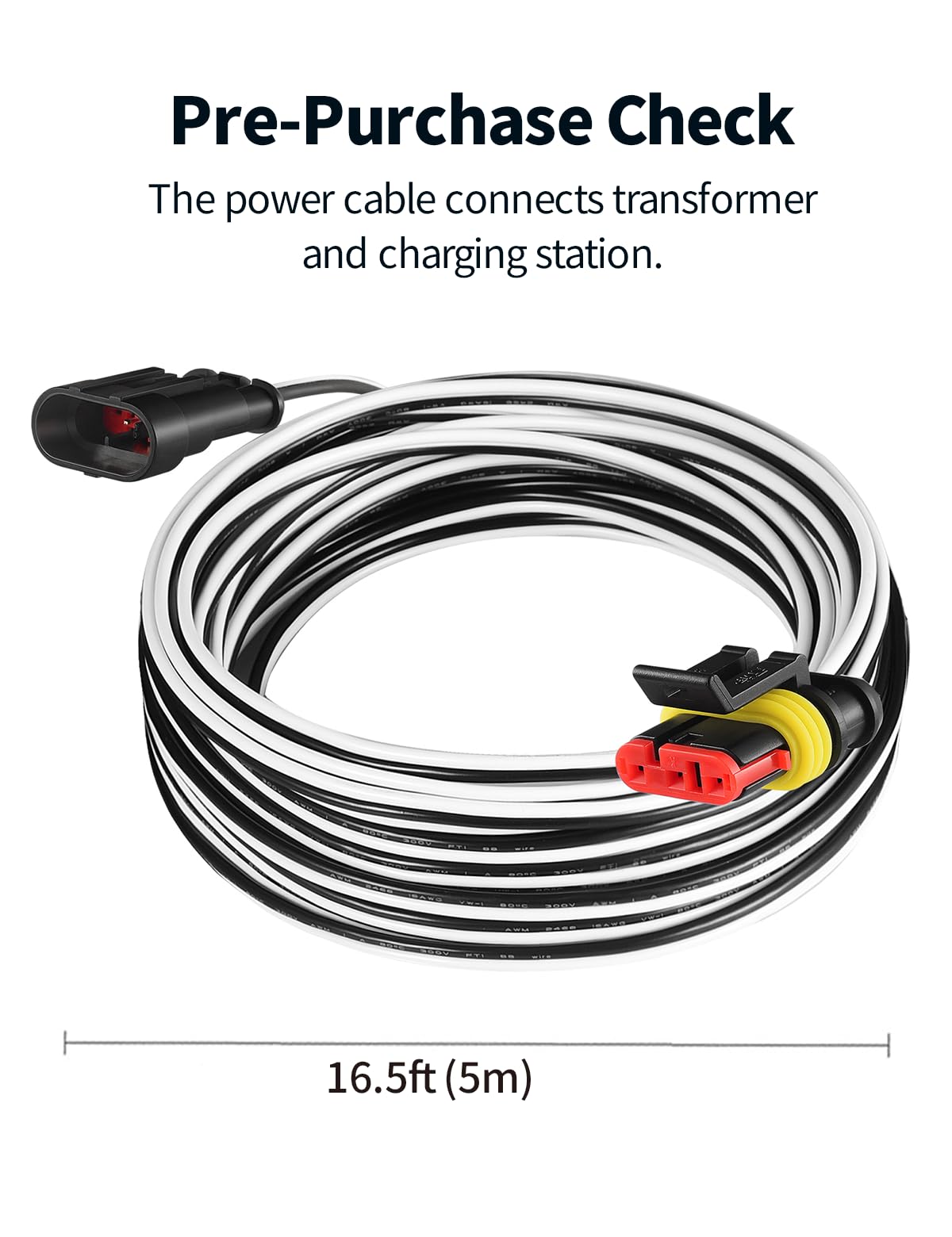 5 Meter Ladekabel für Transformator Stromversorgung und Ladestation, kompatibel mit Husqvarna Automower 320 330x 2013-2015, 105 305 310 315X 405X 415X 420 430X 2015+, für Gardena 2016+ Mähroboter, 5M