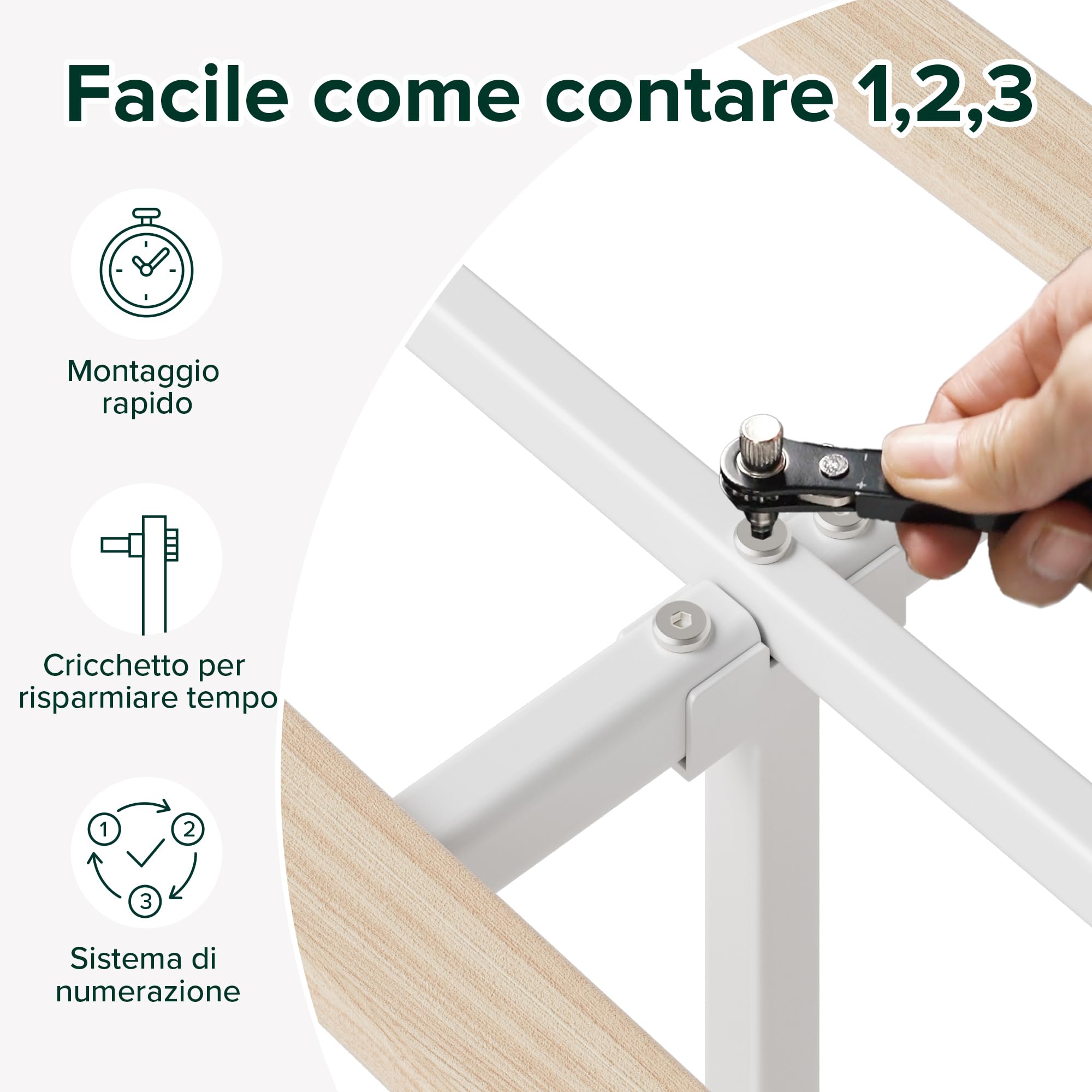 Zinus Piper Struttura Letto 160x190 cm con Testiera - Altezza 30 cm - Letto Matrimoniale Imbottito con Rete a Doghe in Legno - Facile da Montare - Bianco Sporco