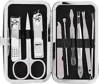 Conjunto de cortadores de manicure, conjunto de cortadores de pedicure, conjunto profissional de cortadores de unha, itens de madicure, conjunto de cortadores de unhas (9 peças de cor preta)