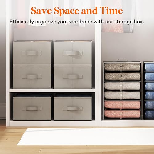 Miniatura 3 de Lifewit Paquete de 6 organizadores de ropa, 6 rejillas de almacenamiento de jeans con asas y tableros de soporte, organizador de cajones plegable