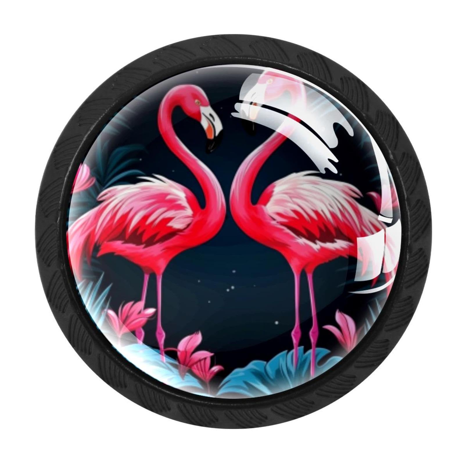 Chenzzzz Multicolored 09 4 Pack Flamingo Rainforest Dresser Drawer Cabinet Knobs Black Round Drawer Knob Pull Handle With Screws For Kitchen Wardrobe Cupboard Furniture Decor