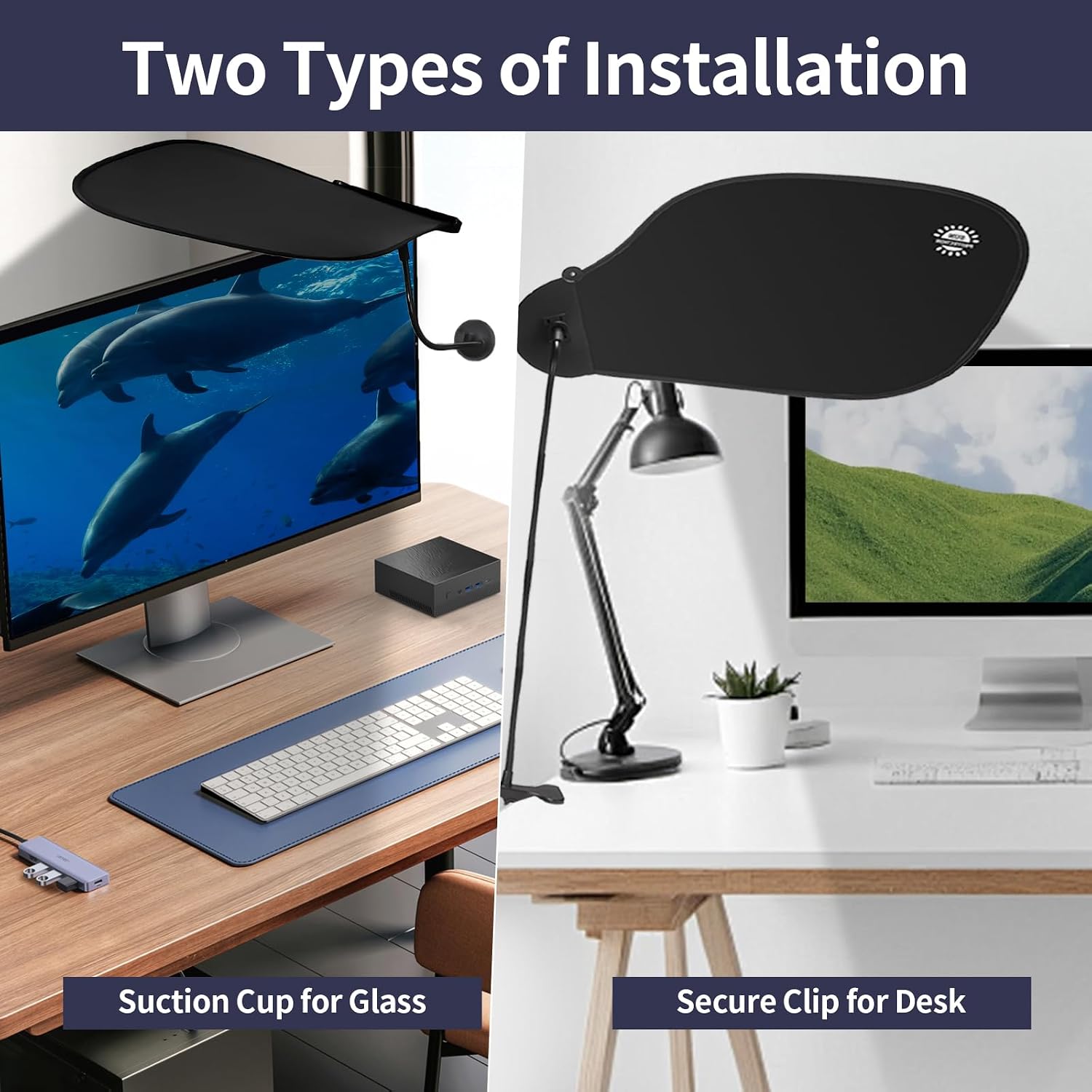 Adjustable Office Desk Shade, Portable Cubicle Shade with Clamp and Suction Cups, Laptop Sun Shade for Privacy, Essential Office Desk Accessories for Block Overhead Light, Glare and Disturbances.