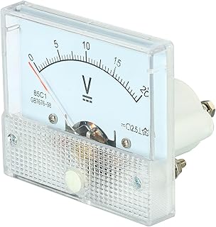 YOKIVE Analog Panel Voltmeter, 85C1-V DC 0-20V Volt Meter Gauge, Great for Circuit Testing Measurement Equipment (White, Rectangle)