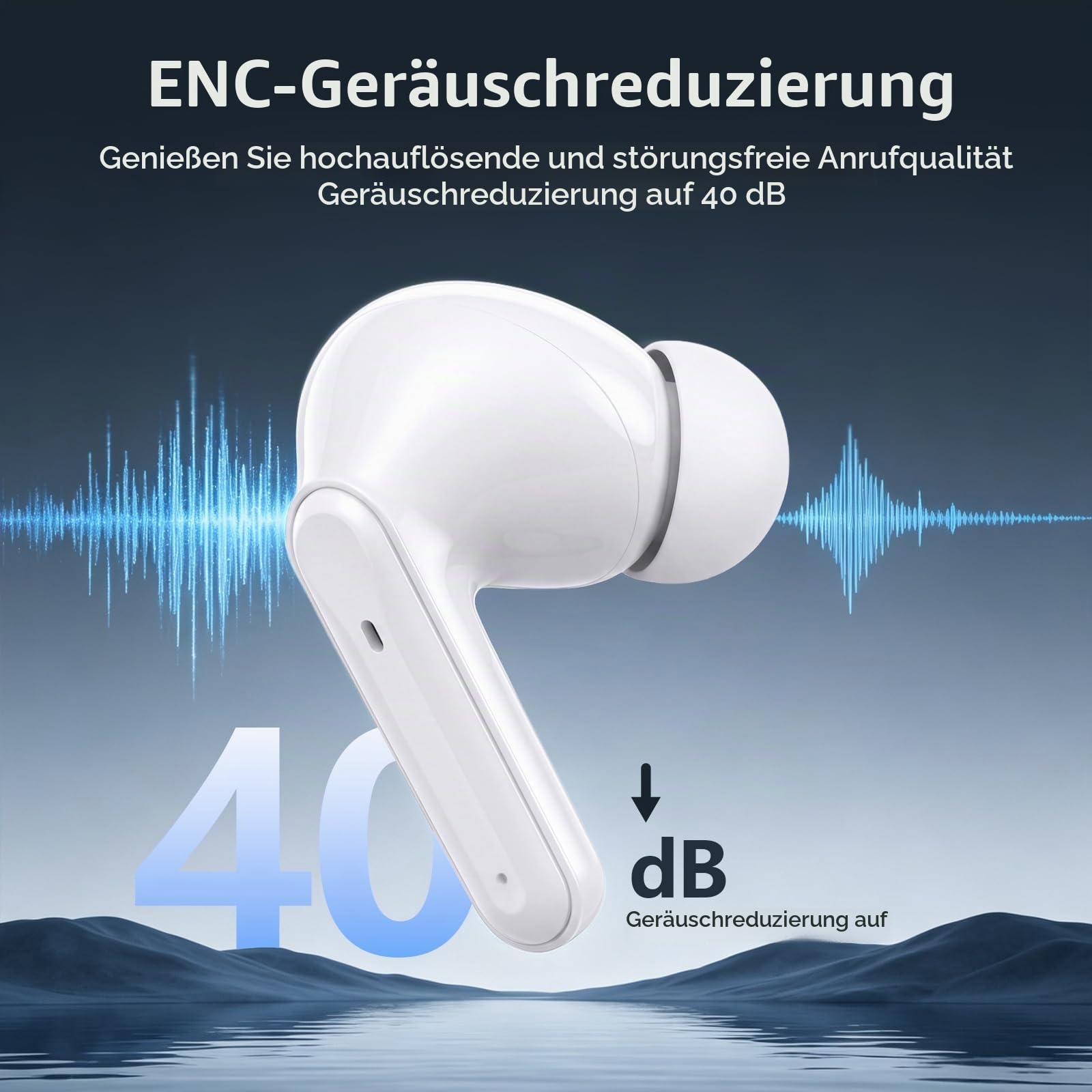 Bluetooth Kopfhörer, Kopfhörer Kabellos Bluetooth 5.3 mit 72std Spielzeit, ENC Noise Cancelling Wireless Earbuds Tiefer Bass, Touch Control, IP7 Wasserdicht Ohrhörer LED-Anzeige für Arbeit/Studium