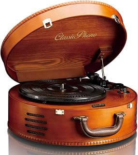 Classic Phono TT-34 - Plattenspieler - Retro Schallplattenspieler - Kofferplattenspieler - USB -Anschluss zum Digitalisieren - Riemenantrieb - Stereo Lautsprecher - 3 Abspielgeschwindigkeiten - braun