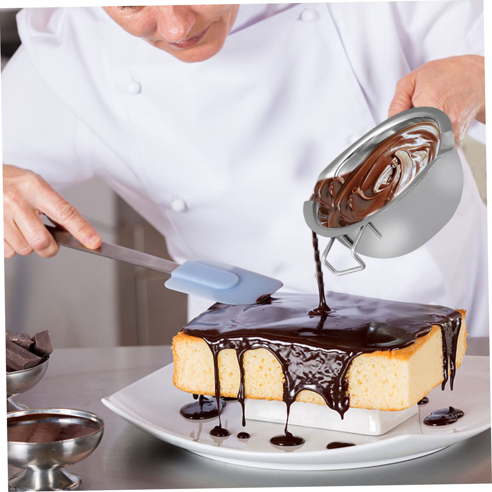 COLLBATH 1pc Stainless Steel Melting Pot with Handle Double Boiler for Melting Chocolate Butter Candy and Cheese Practical Kitchen Tool for Treats and Crafts