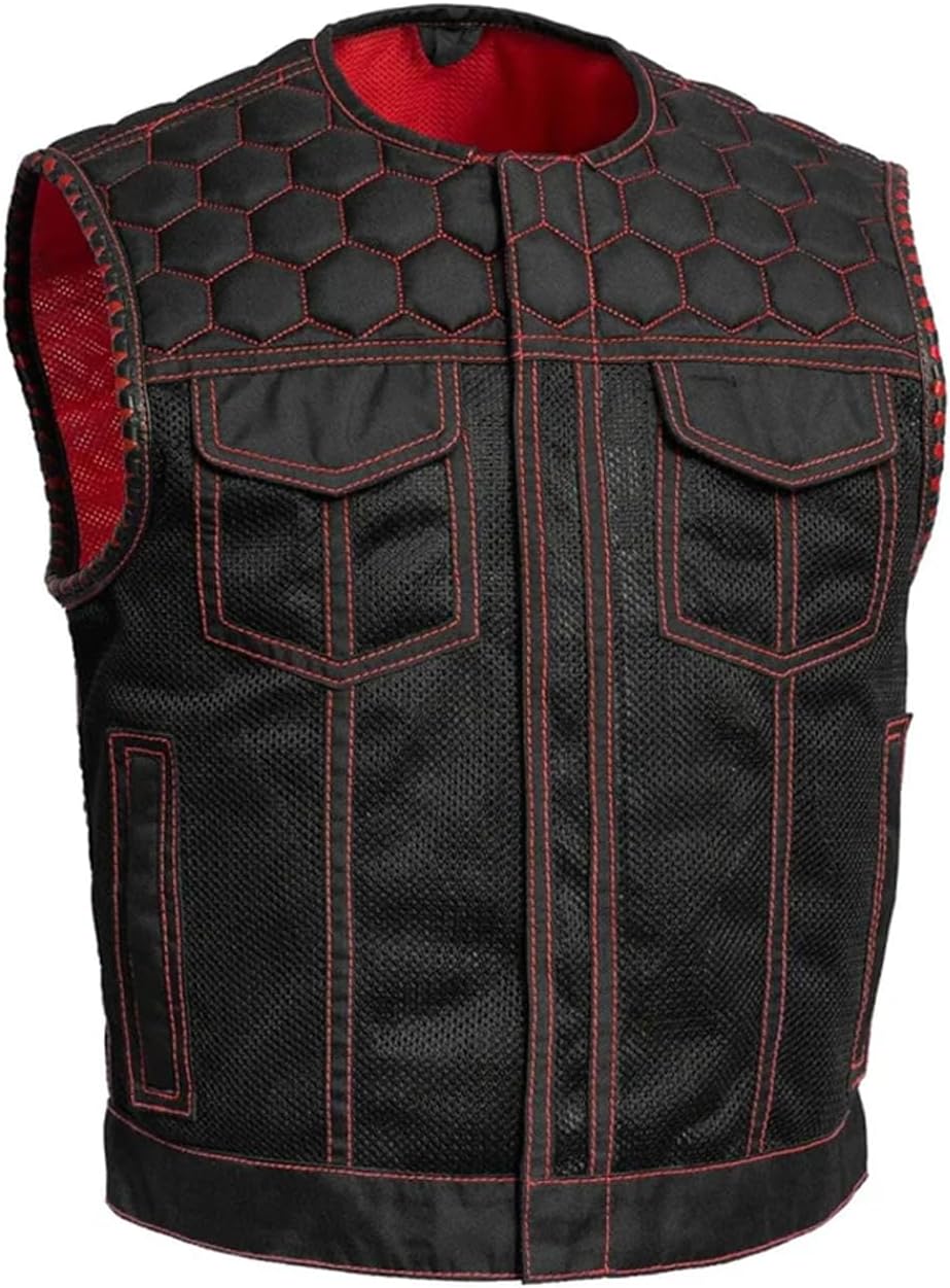 First Mfg Co - Lowside Hornet - Men's Motorcycle Premium Moto Mesh | Perforated Leather Club Style Vest